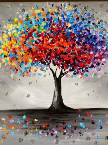 Apéro Peinture au couteau : Rainbow tree