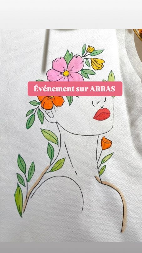 apéro aquarelle octobre rose woman and flowers
