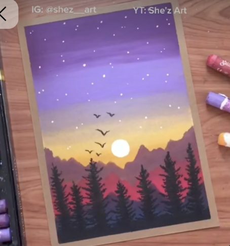apéro pastel à l'huile montagnes