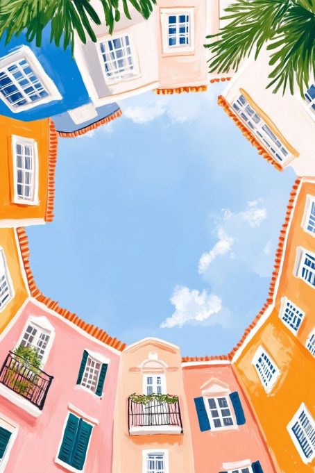 apéro peinture colorful houses