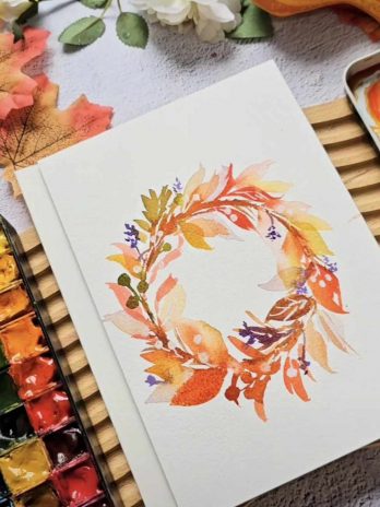 Apéro aquarelle : Couronne automnale