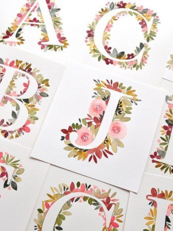 Thé gourmand aquarelle : Initiale fleurie