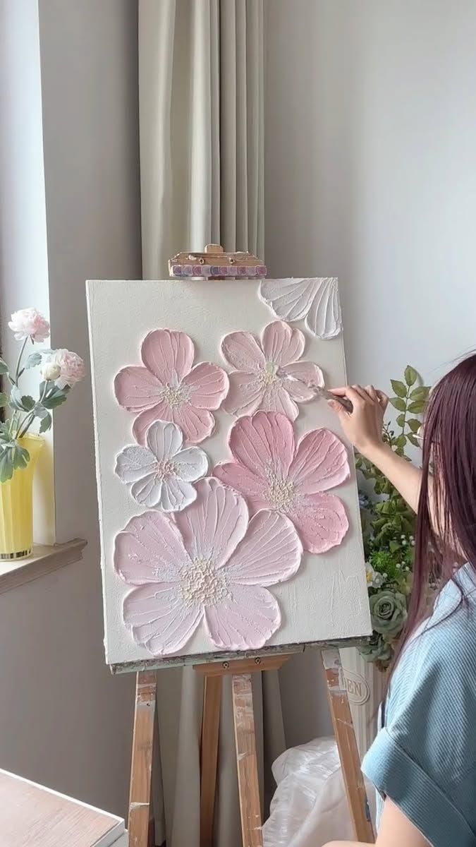 apéro peinture fleurs en relief et plâtre 21 avril