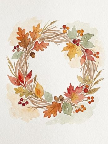 Apéro aquarelle : couronne automnale